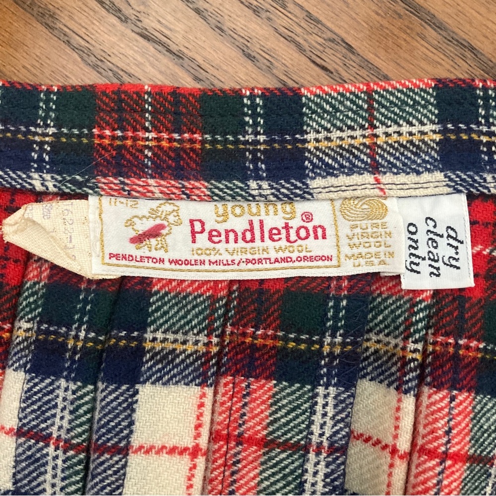 Vintage Young Pendleton Wool Skirt Full Wrap Plaid Pleated XS 26 x 27.5 - Picture 10 of 12